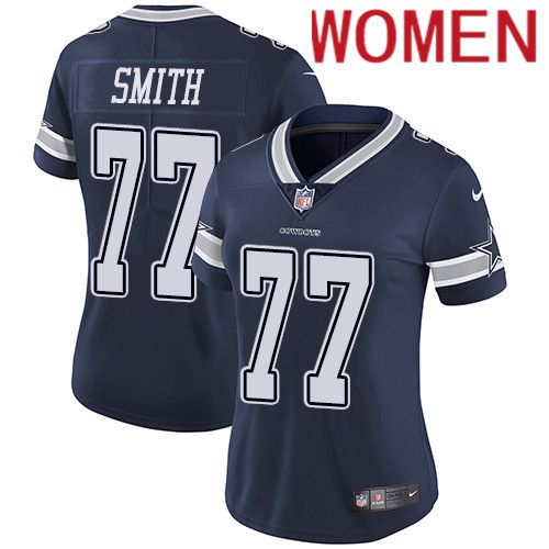 Women Dallas Cowboys 77 Tyron Smith Nike Navy Vapor Limited NFL Jersey